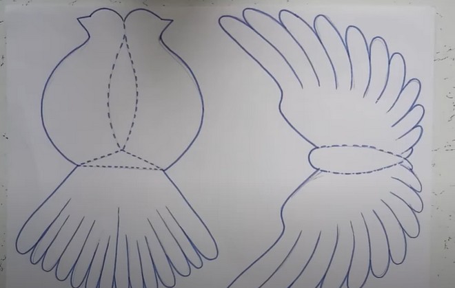 Шаблон голубя мира на бумаге